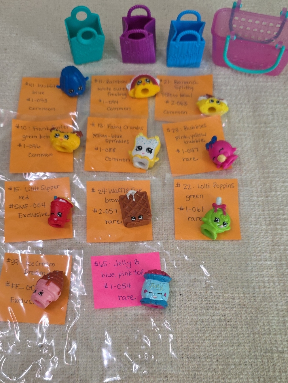 Shopkins Lot 11 Figures 4 Rare 2 Exclusive w Cart Bags Season 1 & 2
